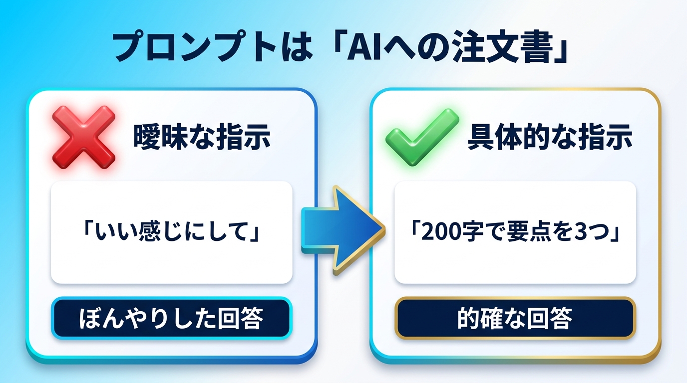 プロンプトがAIへの注文書であることを示す図