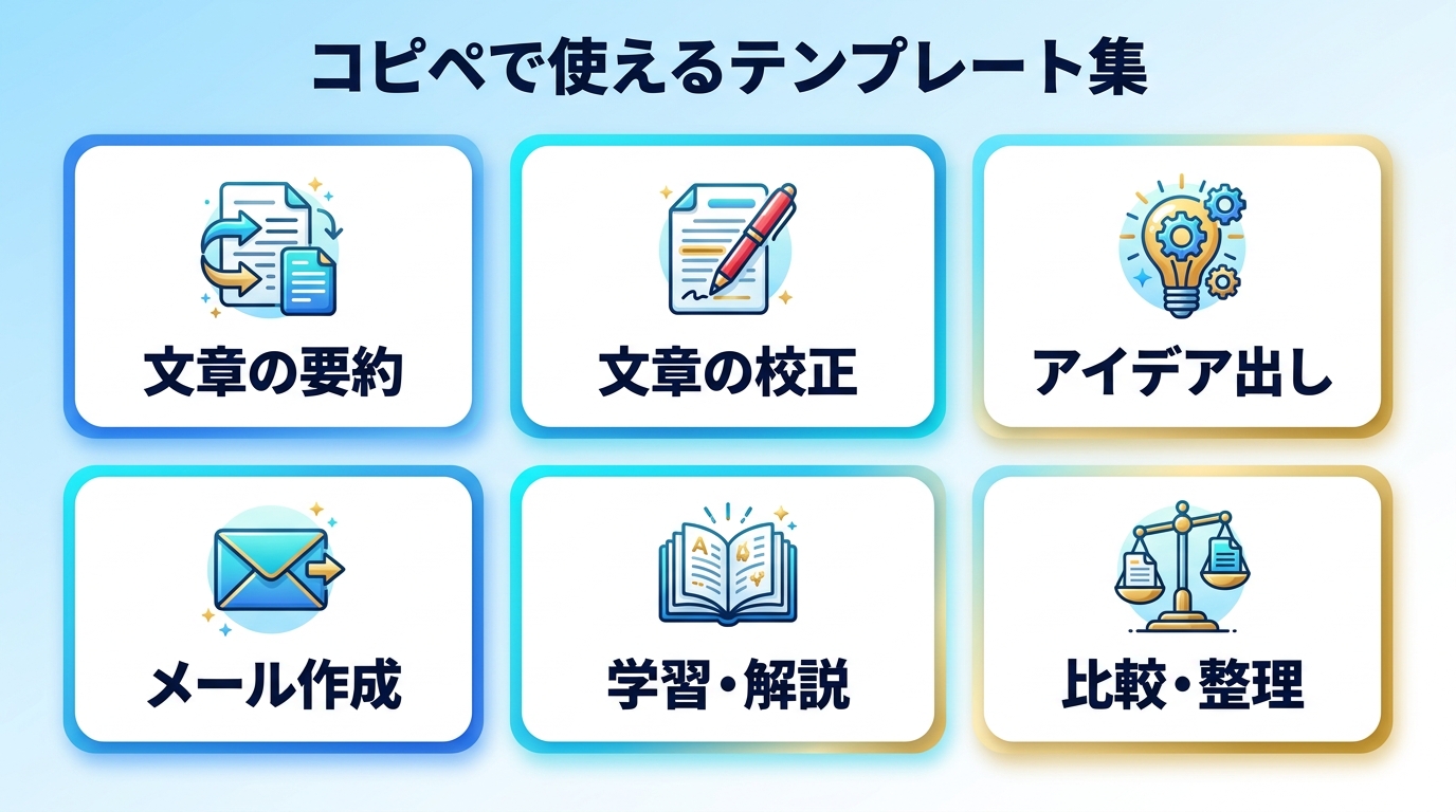 コピペで使えるプロンプトテンプレート集を示す図