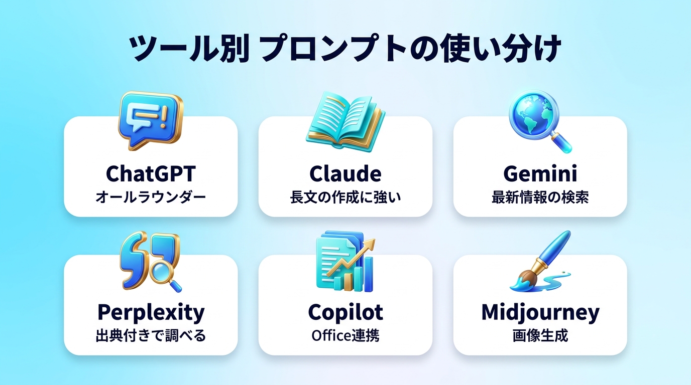 ツール別のプロンプトの使い分けを示す図