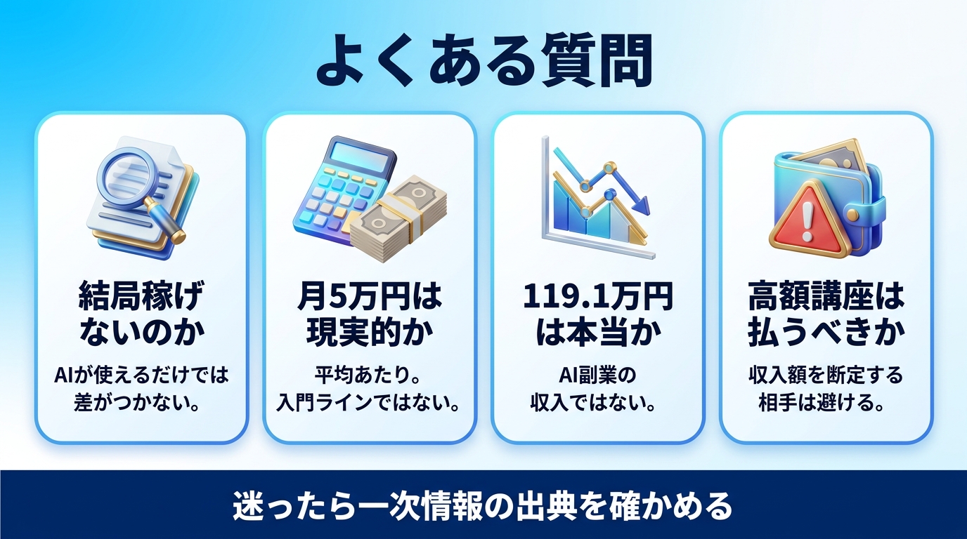 AI副業が稼げないことに関するよくある質問の図