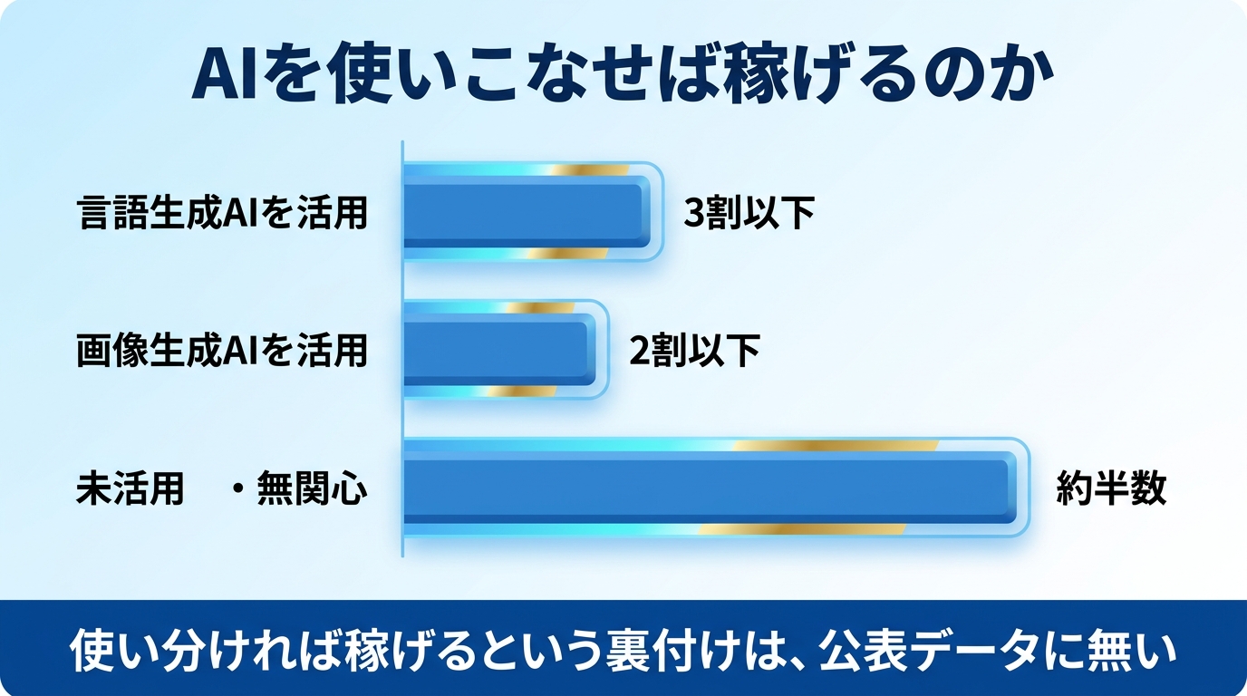 AI活用と収入の関係に根拠がないことを示す図