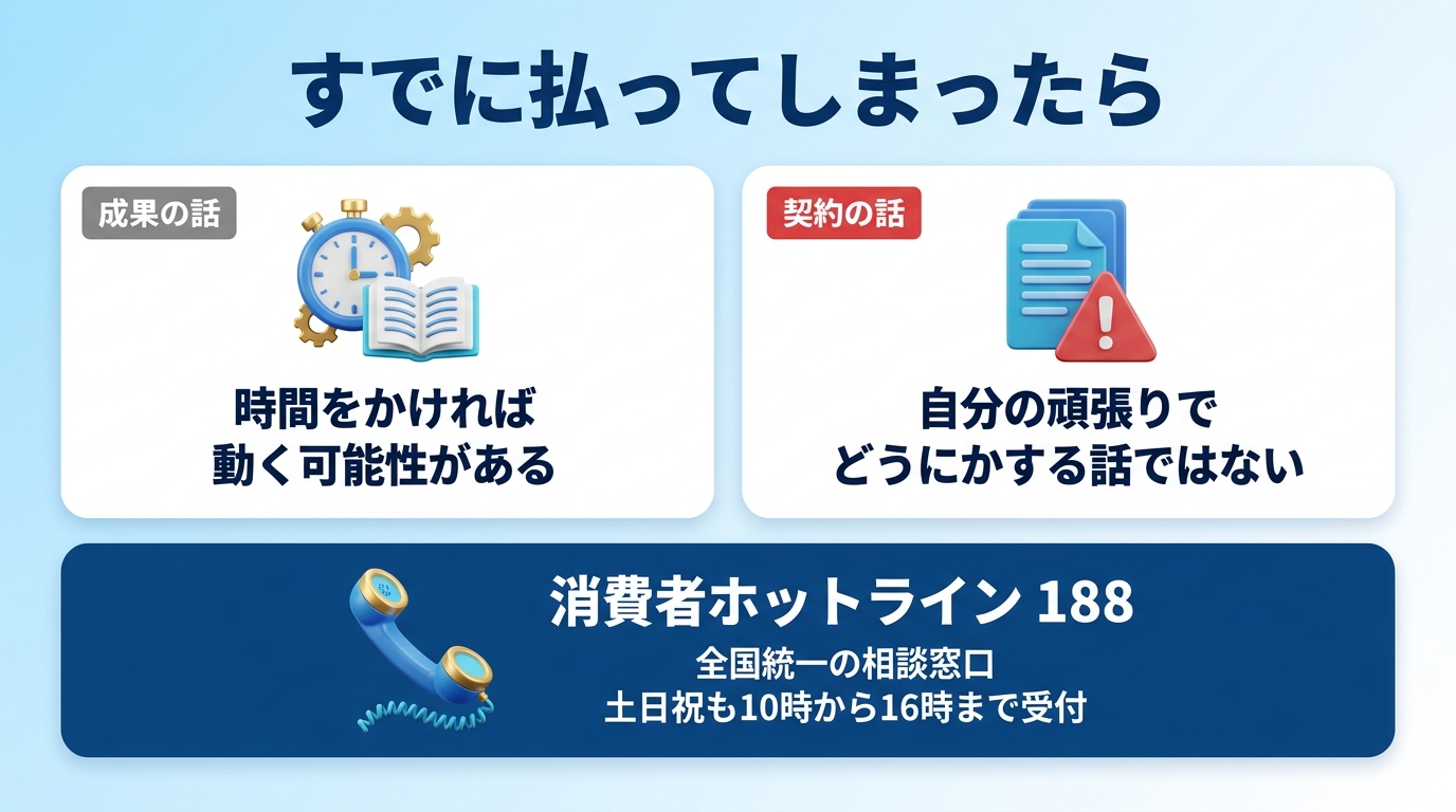 すでに高額講座に支払った場合の相談窓口を示す図