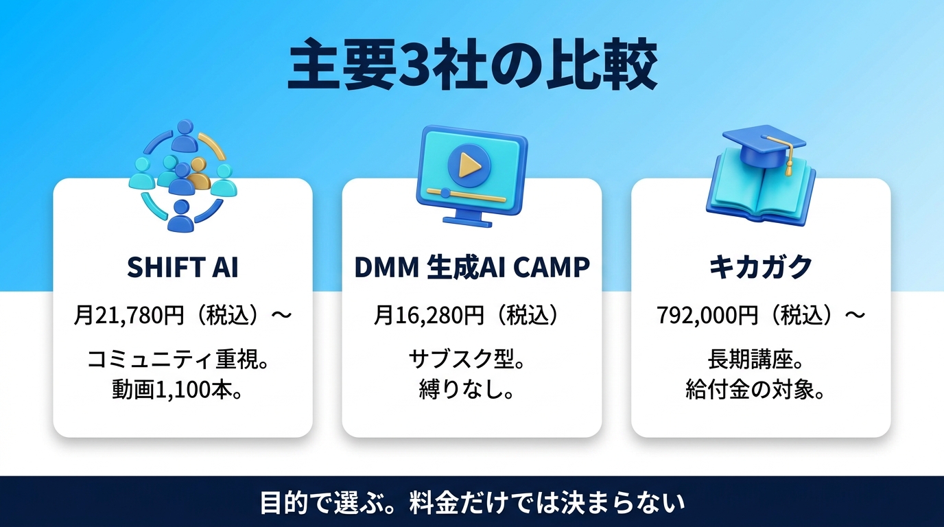 SHIFT AIをDMM・キカガクと比較