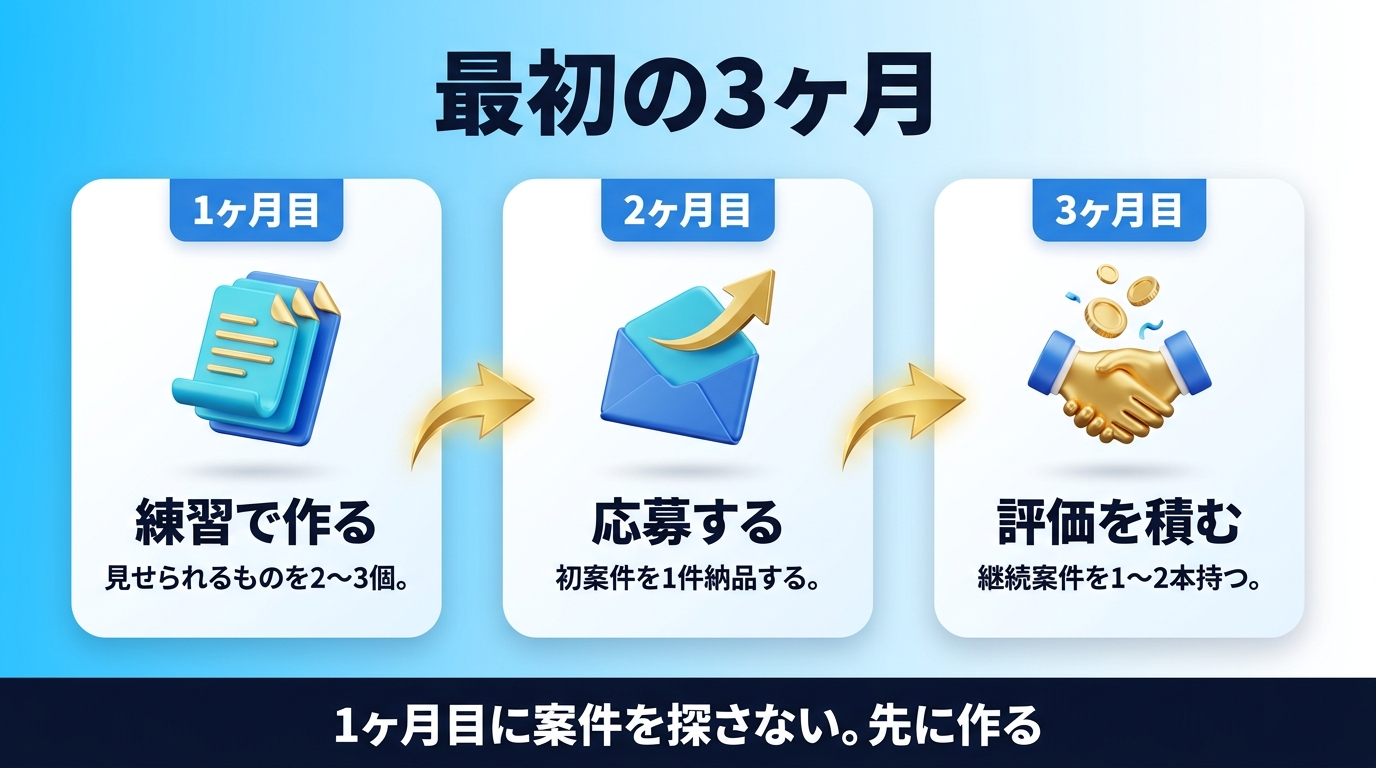 AI副業を始めてからの3ヶ月ロードマップの図
