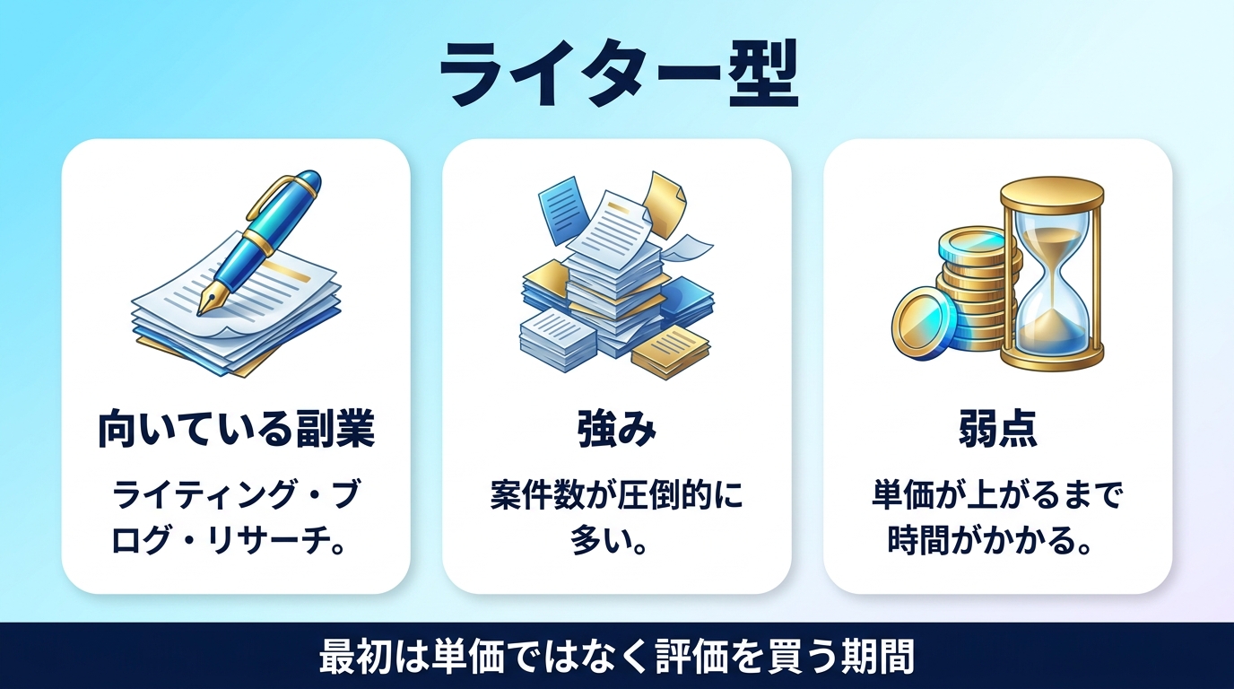 ライター型に向いているAI副業と始め方の図